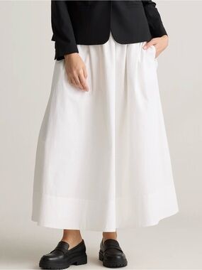 Quince White A-Line Full-Length Cotton Skirt